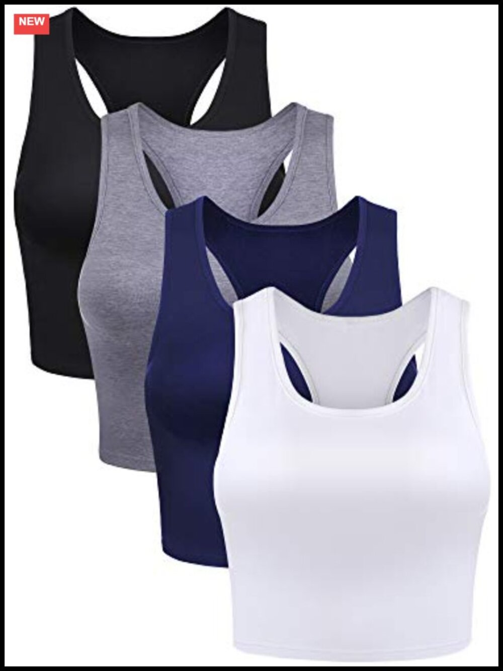 4 Pack Cotton Spandex Crop Tank Tops Sleeveless Racerback Yoga